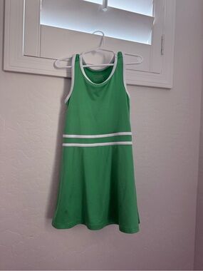 Girls Green Tank Athletic Dress with White Trim
